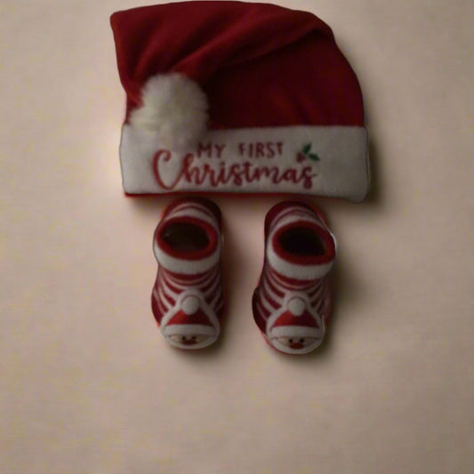 My First Christmas Hat & Booties