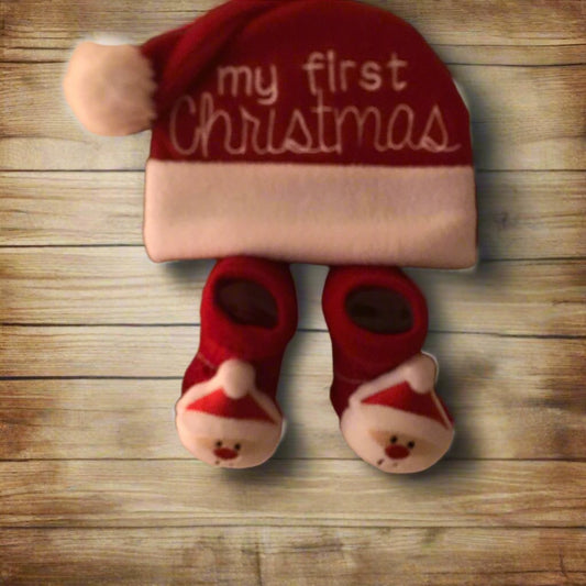 My first Christmas Hat & Booties