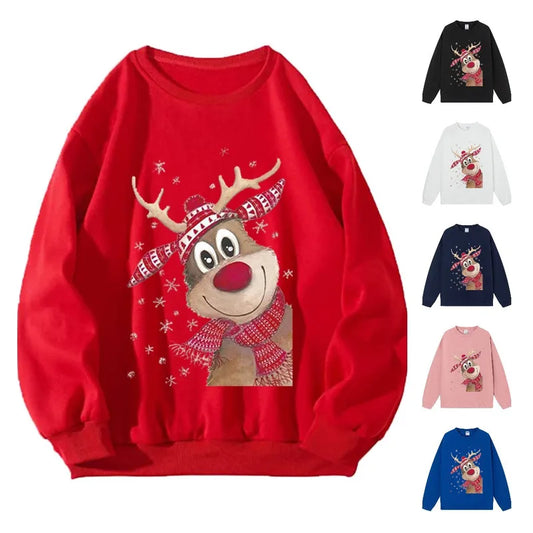 Sweatshirts Long Sleeve Printing Christmas Elk